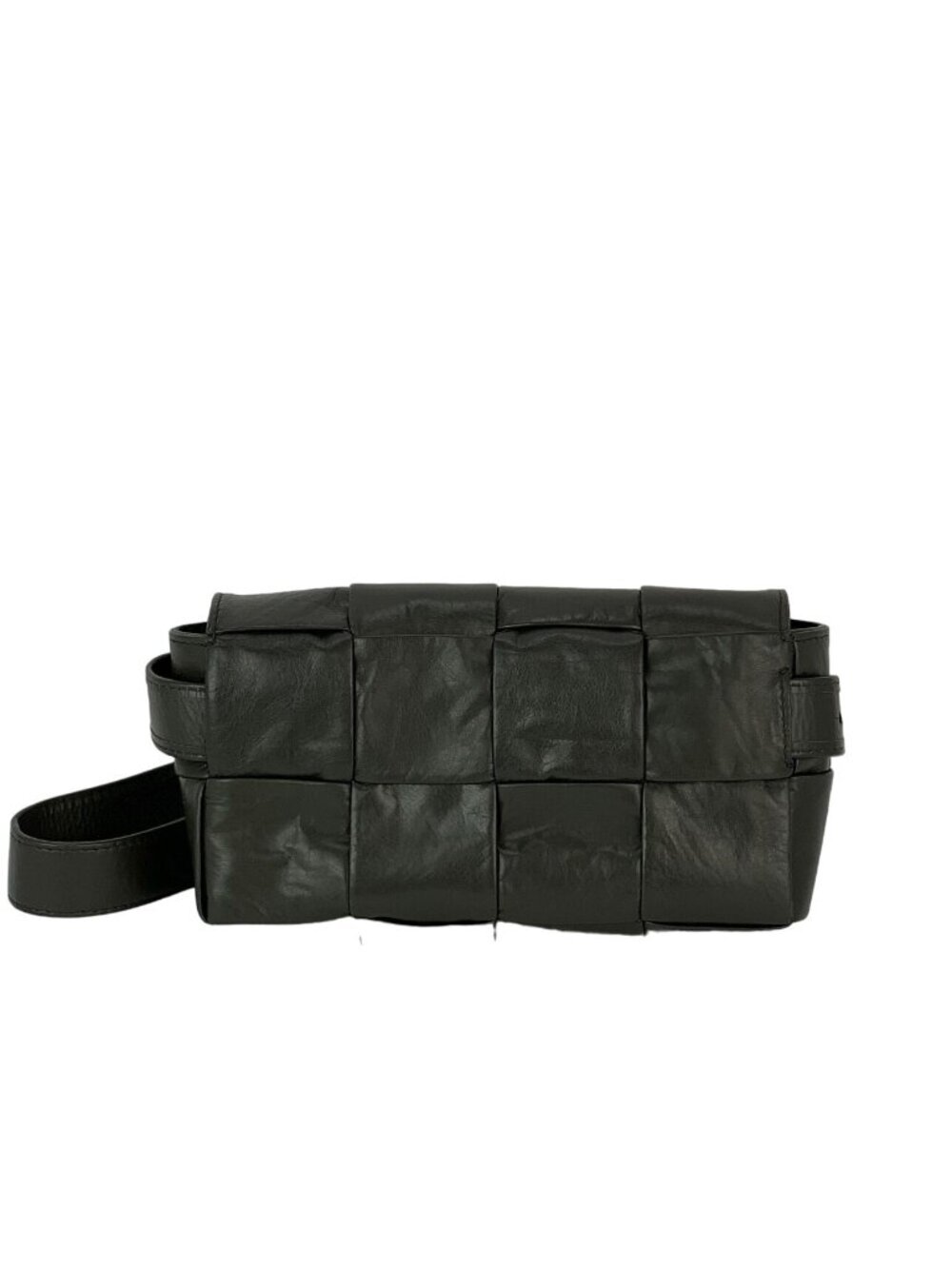 Bottega Veneta Calfskin Intreccio Cassette Belt Sling Bag Dark Green